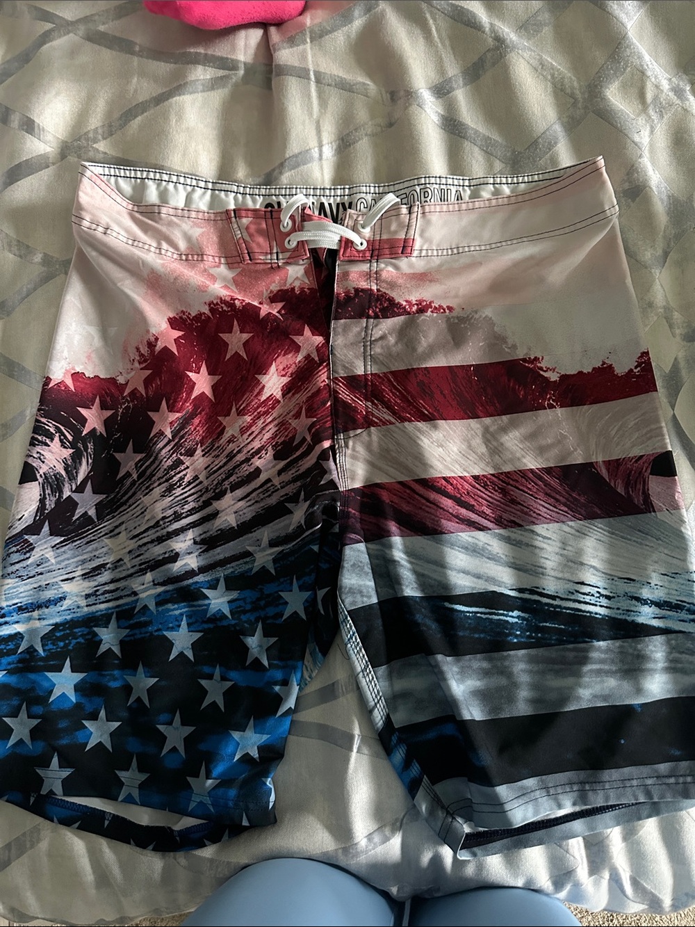 Old Navy Men's Flag Wave Swim Board Shorts - Red, White & Blue